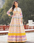Traditional Function Wear Readymade Suit & Dupatta Collection Offwhite Dola Silk Gown Side View