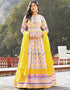 Traditional Function Wear Readymade Suit & Dupatta Collection Offwhite Dola Silk Gown Front View