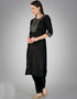 Traditional Function Wear Readymade Cotton Magic Slub Suit Collection Black Cotton Magic Slub Pant Straight Back View