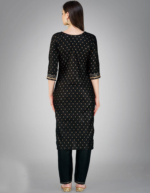 Traditional Function Wear Readymade Cotton Magic Slub Suit Collection Black Cotton Magic Slub Pant Straight Side View