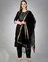 Traditional Function Wear Readymade Cotton Magic Slub Suit Collection Black Cotton Magic Slub Pant Straight Front View