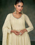 Traditional Function Wear Readymade Real Gerogette Suit Collection Cream Real Gerogette Gown Back View
