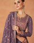 Traditional Function Wear Readymade Premium Silk Gown With Dupatta Collection Purple Premium Silk Gown Close-up View