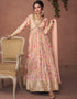 Traditional Function Wear Readymade Pure Organza Silk Gown With Dupatta Collection Pink Pure Organza Silk Gown Front View