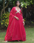 Traditional Function Wear Readymade Faux Blooming Gown With Dupatta Collection Rani Faux Blooming Gown Front View