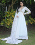 Traditional Function Wear Readymade Faux Blooming Gown With Dupatta Collection White Faux Blooming Gown Front View
