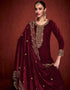 Designer Party Wear Velvet Salwar Suit Collection Maroon Velvet Pant Straight Close-up View