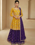Designer Party Wear Blooming Georgette Salwar Suit Collection Yellow Blooming Georgette Lehenga Suit Front View