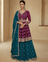 Designer Party Wear Blooming Georgette Salwar Suit Collection Purple Blooming Georgette Lehenga Suit Front View