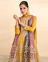 Designer Party Wear Real Chinon Salwar Suit Collection Yellow Real Chinon Palazzo Suit Close-up View