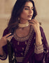 Designer Party Wear Premium Silk Salwar Suit Collection Purple Premium Silk Pant Anarkali Close-up View