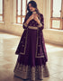 Designer Party Wear Premium Silk Salwar Suit Collection Purple Premium Silk Pant Anarkali Front View