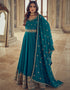 Designer Party Wear Premium Silk Salwar Suit Collection Aqua Blue Premium Silk Pant Anarkali Front View