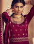 Designer Party Wear Premium Silk Salwar Suit Collection Rani Pink Premium Silk Pant Anarkali Close-up View
