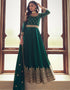 Designer Party Wear Premium Silk Salwar Suit Collection Green Premium Silk Pant Anarkali Front View