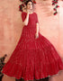 Traditional Function Wear Gown Collection Red Georgette Gown Close-up View