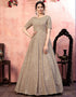 Traditional Function Wear Gown Collection Beige Georgette Gown Close-up View