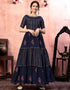 Traditional Function Wear Gown Collection Navy Bule Silk Gown Front View