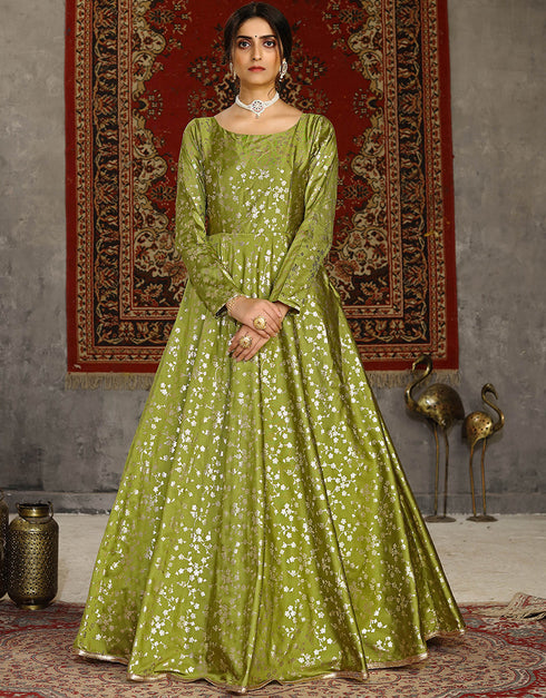 Traditional Function Wear Gown Collection Fluorescent Taffeta Gown Front View