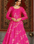 Traditional Function Wear Gown Collection Deep Pink Taffeta Gown Close-up View