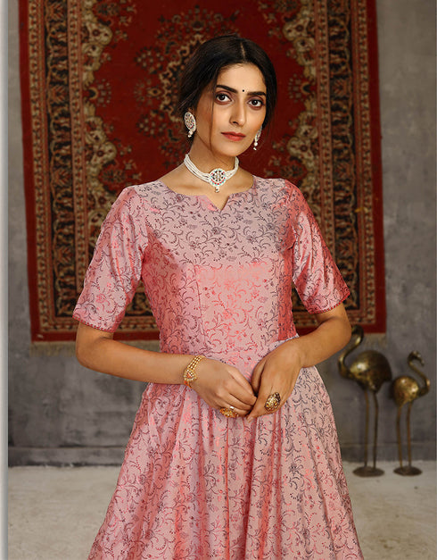 Traditional Function Wear Gown Collection Pink Taffeta Gown Back View