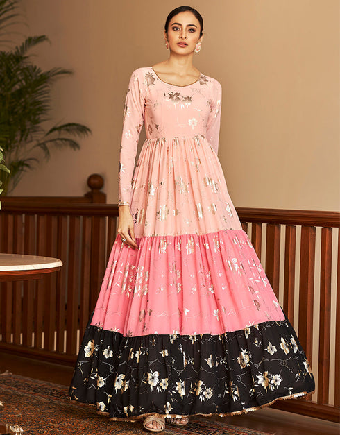 Traditional Function Wear Gown Collection Sweet Pink Georgette Gown Front View