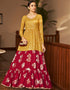 Traditional Function Wear Gown Collection Mustard Georgette Gown Close-up View