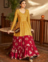 Traditional Function Wear Gown Collection Mustard Georgette Gown Back View