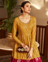 Traditional Function Wear Gown Collection Mustard Georgette Gown Side View