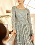 Traditional Function Wear Gown Collection Light Grey Georgette Gown Close-up View