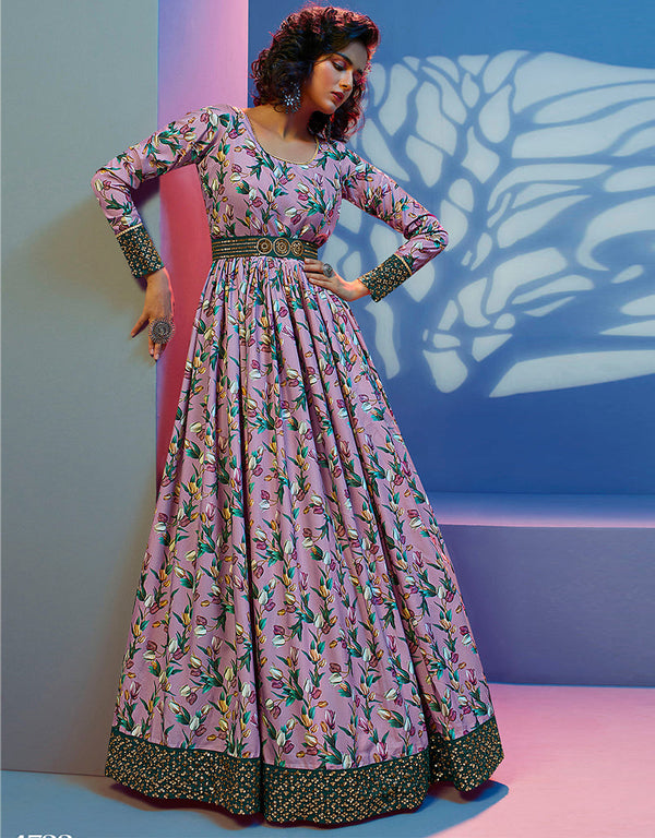 Traditional Function Wear Gown Collection Lavender Natural Crepe Gown Front View