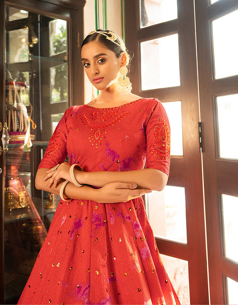 Traditional Function Wear Gown Collection Orange Cotton Gown Back View