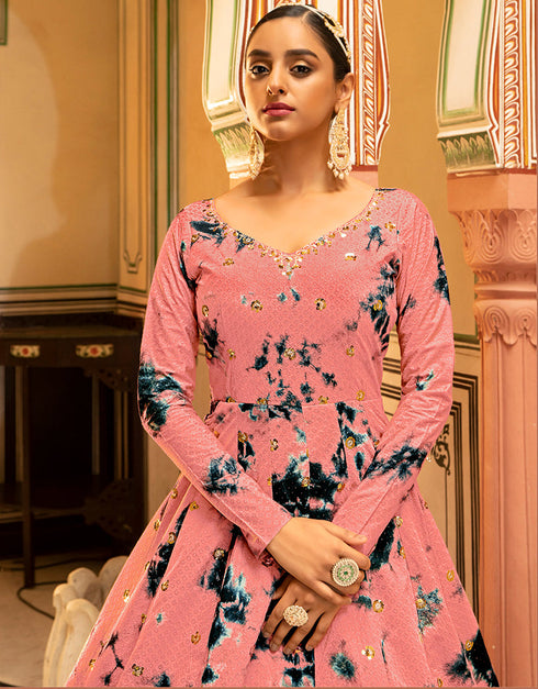 Traditional Function Wear Gown Collection Peach Cotton Gown Back View