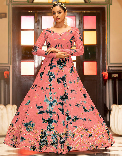 Traditional Function Wear Gown Collection Peach Cotton Gown Front View