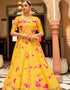 Traditional Function Wear Gown Collection Yellow Cotton Gown Close-up View