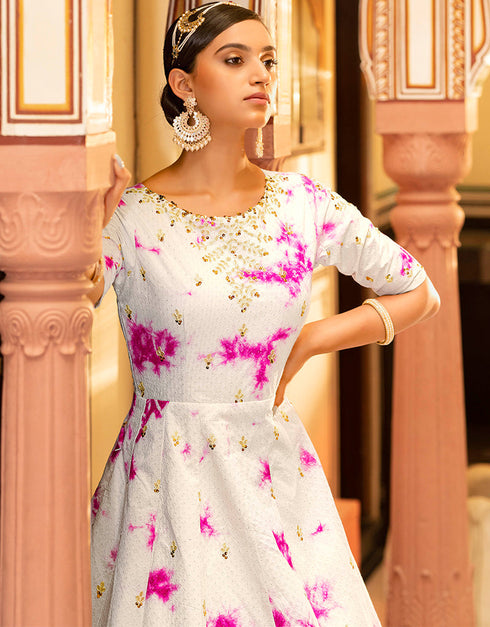 Traditional Function Wear Gown Collection White Cotton Gown Back View