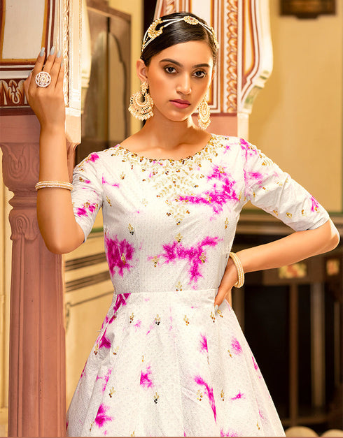 Traditional Function Wear Gown Collection White Cotton Gown Side View