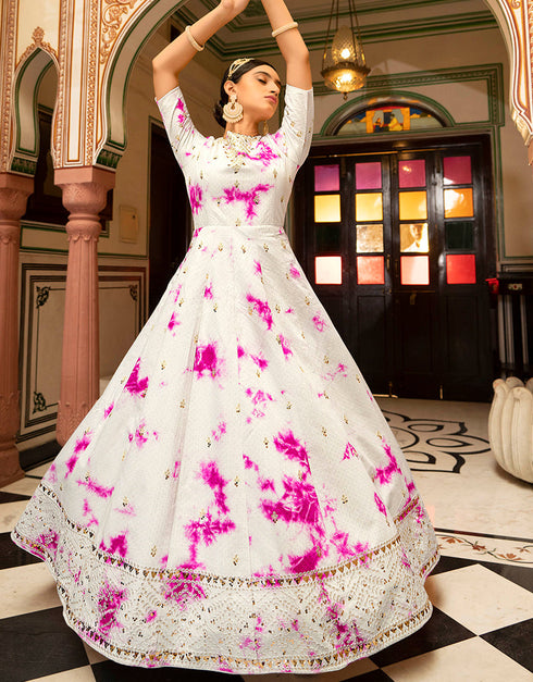 Traditional Function Wear Gown Collection White Cotton Gown Front View