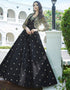 Traditional Function Wear Gown Collection Black Cotton Gown Close-up View