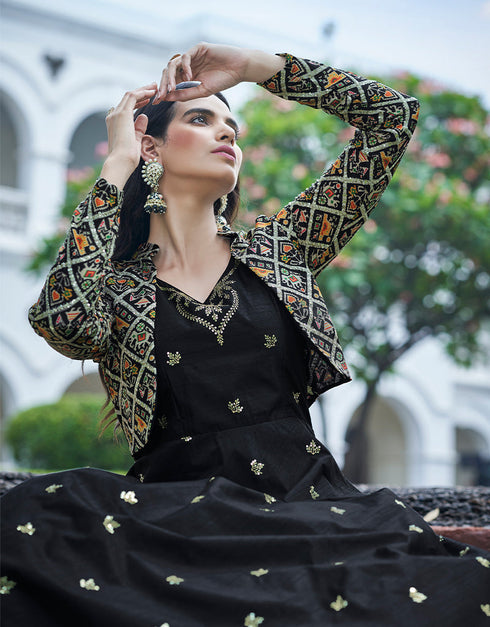 Traditional Function Wear Gown Collection Black Cotton Gown Back View