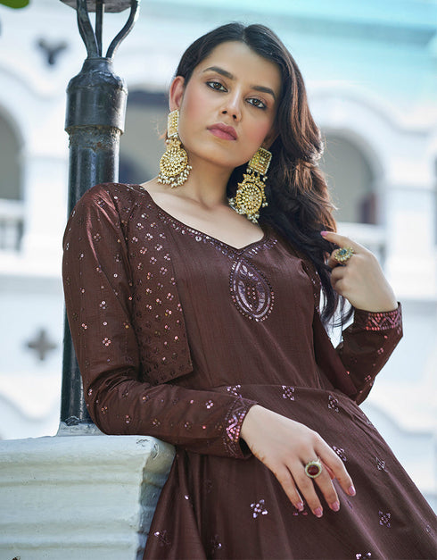 Traditional Function Wear Gown Collection Dark Maroon Cotton Gown Back View