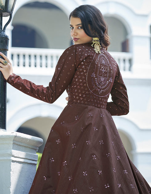 Traditional Function Wear Gown Collection Dark Maroon Cotton Gown Side View
