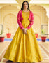 Traditional Function Wear Gown Collection Yellow Cotton Gown Close-up View