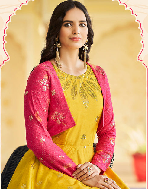 Traditional Function Wear Gown Collection Yellow Cotton Gown Back View