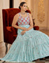 Traditional Function Wear Gown Collection Sky Blue Georgette Gown Close-up View