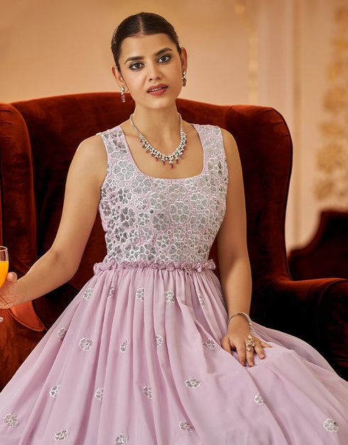 Traditional Function Wear Gown Collection Dusty Pink Georgette Gown Side View