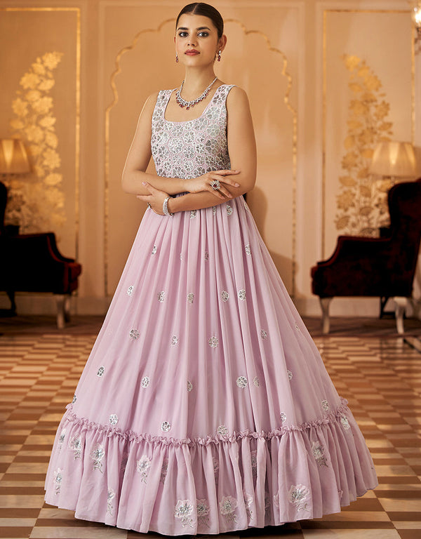 Traditional Function Wear Gown Collection Dusty Pink Georgette Gown Front View