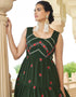 Traditional Function Wear Gown Collection Olive Green Georgette Gown Back View