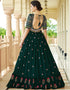 Traditional Function Wear Gown Collection Green Georgette Gown Close-up View