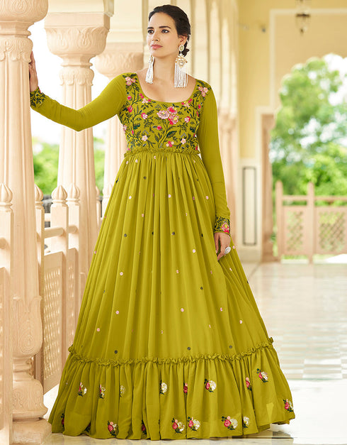 Traditional Function Wear Gown Collection Floracence Georgette Gown Close-up View
